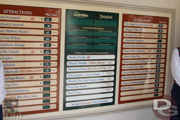 The new wait time board.