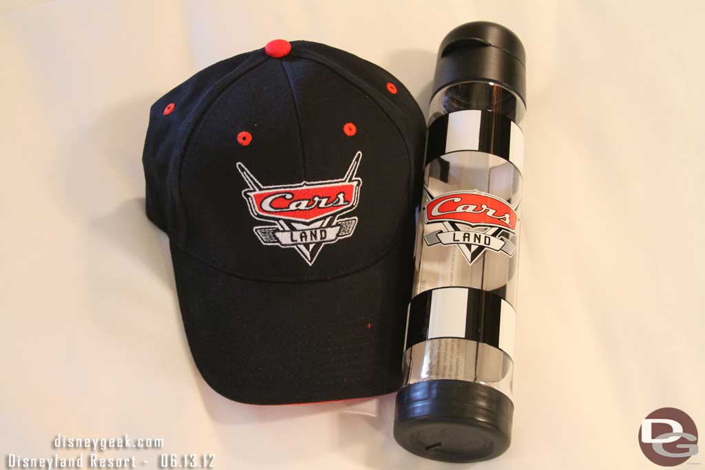 A couple Cars Land items that were given to me on check in.