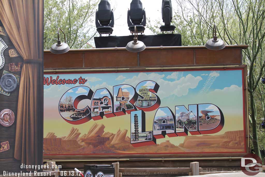 The Cars Land entrance sign.