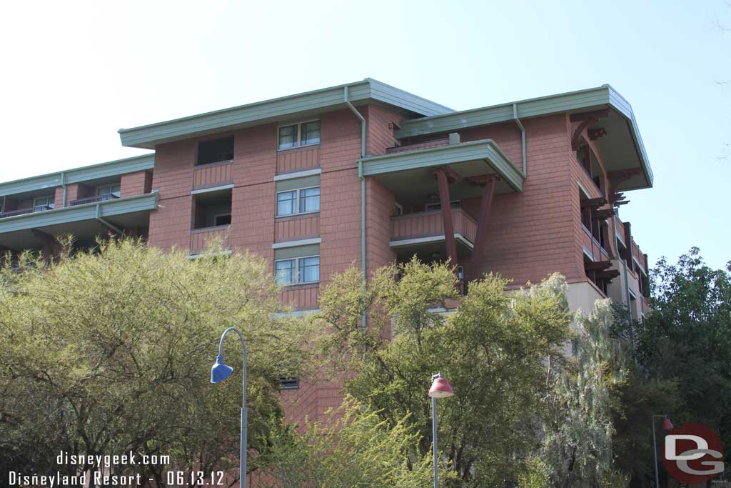 A better view looking up at my room (it is the top floor covered balcony, a little left of center in this picture).