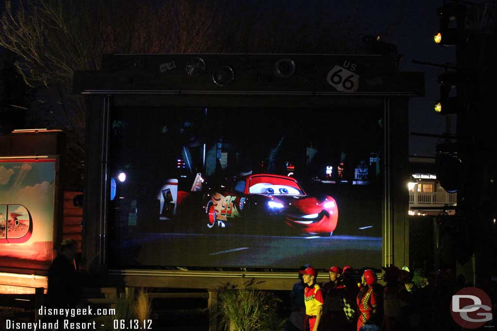 Lightening and Mater making their way to open Cars Land.