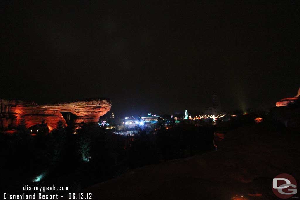 Was disappointed the neon did not really come out in the picture. This is an impressive view at night (those flood lights are for a photo/camera position just for the event and normally will not be there).