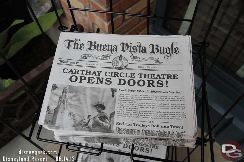 Buena Vista Bugles on the news stand.  Be sure to take one if you are in the park!