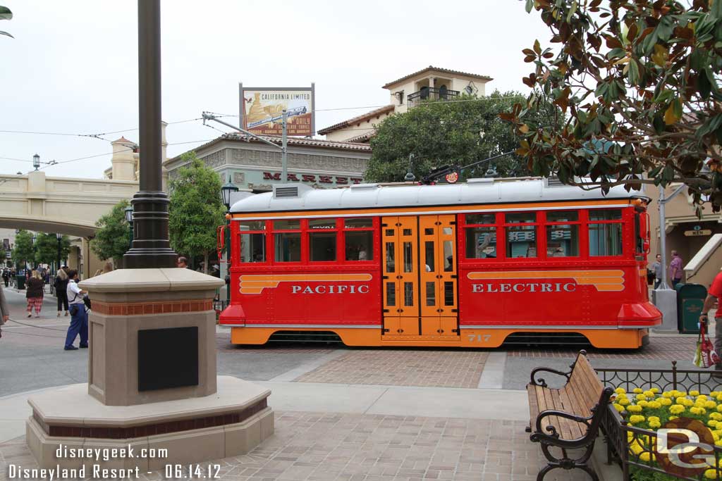 A better picture of the Red Car Trolley.  Also note no dedication plaque on the flag pole yet.