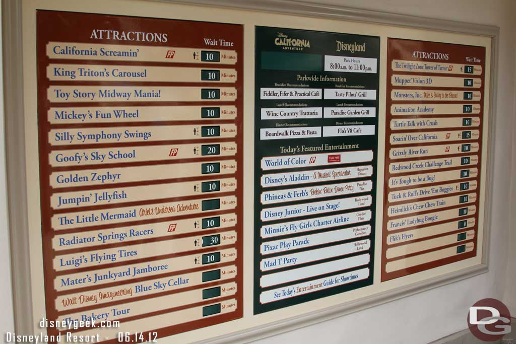 And wait times board.