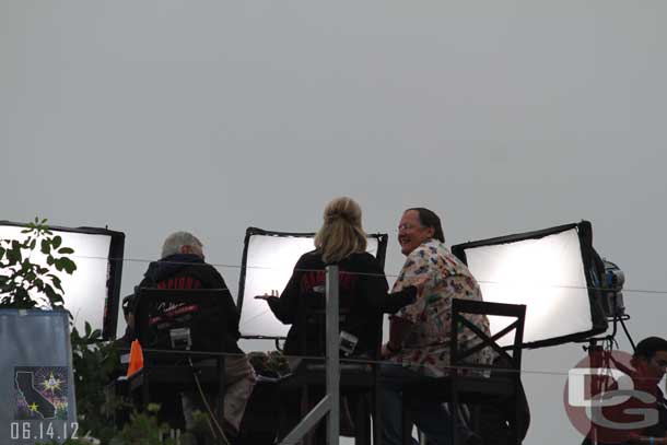 Spotted John Lasseter up on a roof doing an interview with a morning show.