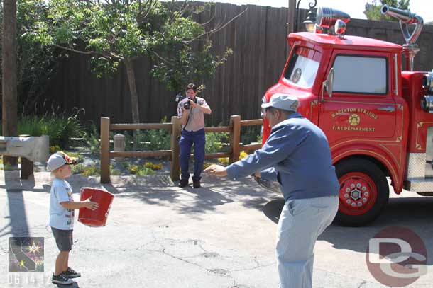 He shoots water and kids can try to catch it.