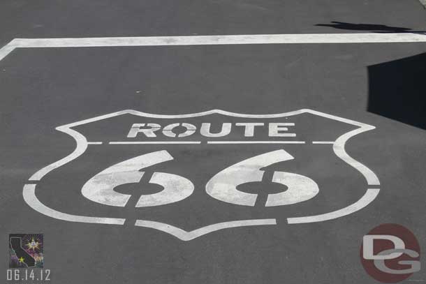 Route 66 painted on the ground in town.