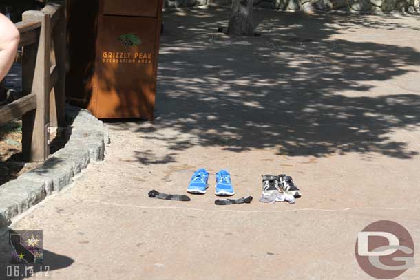 Thought this was funny.  Their shoes and socks drying and they sat on the fence to the left drying out too!