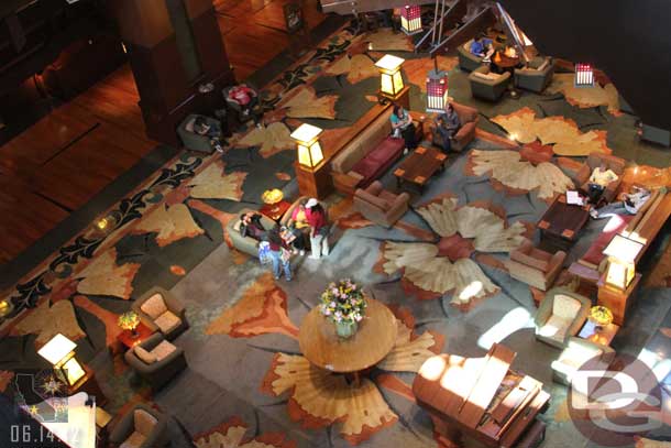 Looking down at the Lobby.