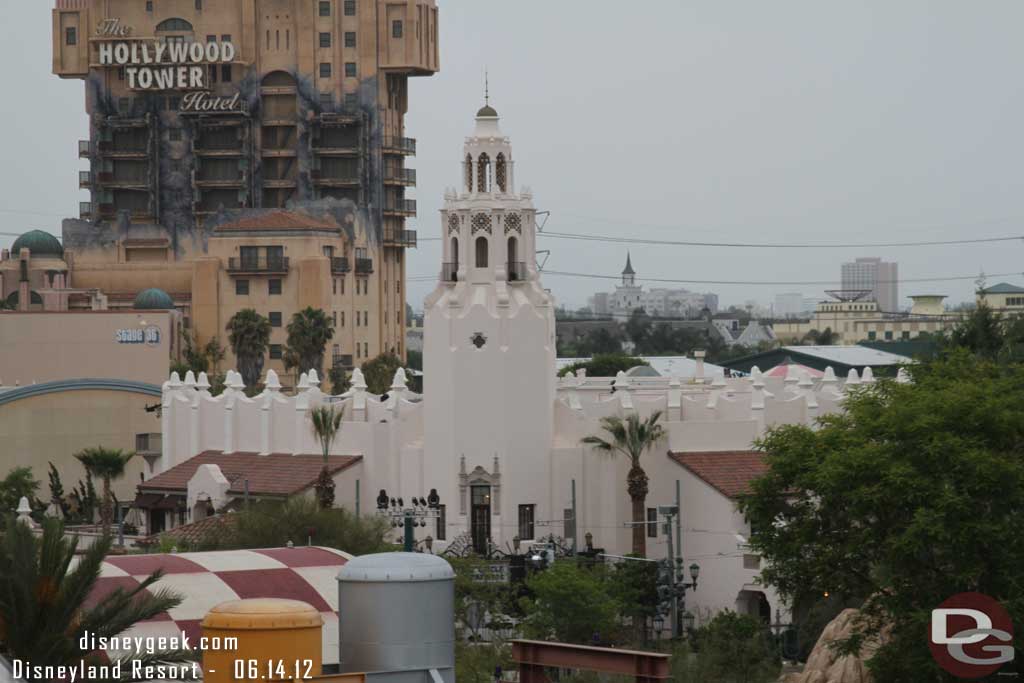 The Carthay Circle with Tower of Terror looming beyond.