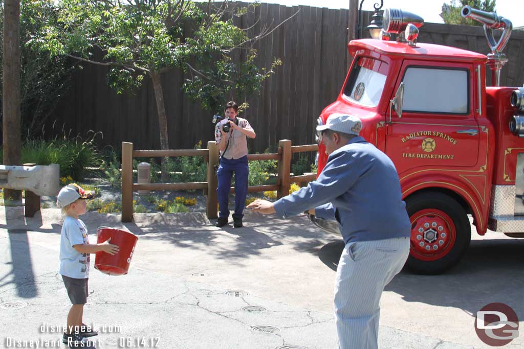 He shoots water and kids can try to catch it.