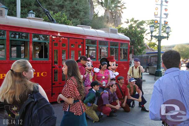 A photo op with the Red Car Trolley set up nearby.