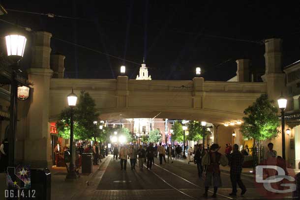 Looking up Buena Vista Street into the park.