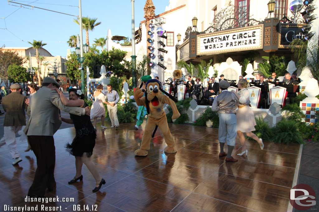 There was a stage set up in front of the Carthay Circle for swing dancing with a live band.