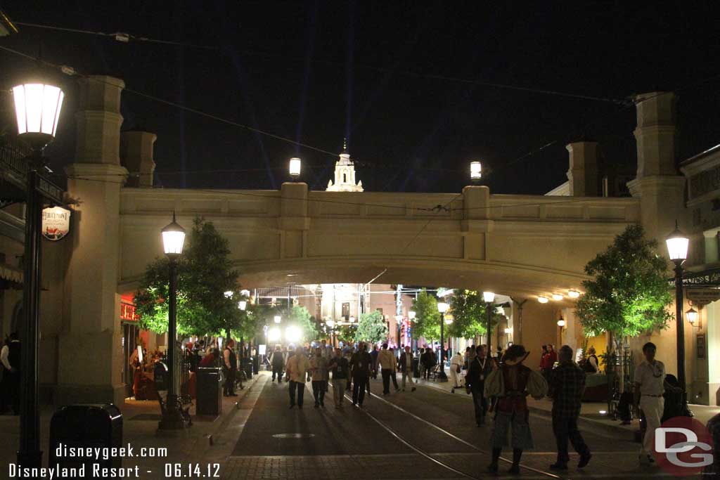 Looking up Buena Vista Street into the park.