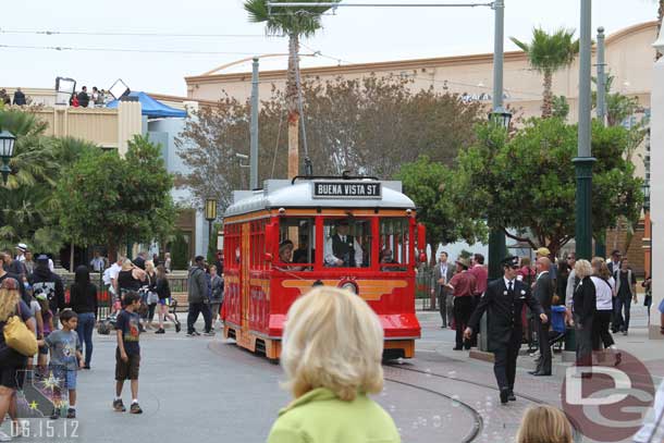 The Red Car making its way into Carthay Circle.  (I never did find time to go for a round trip ride.. next visit!)