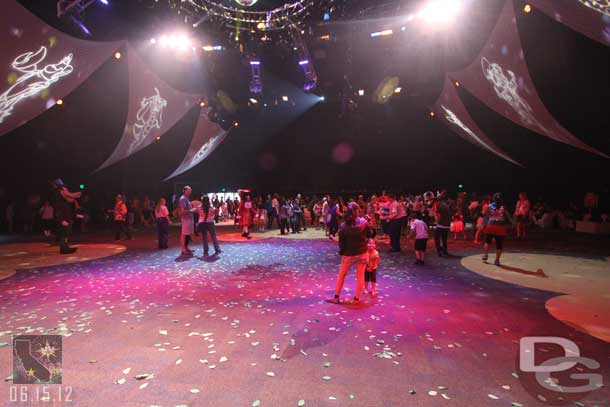 Looking out onto the dance floor.