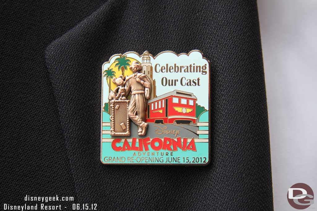 All the Cast Members had an re-opening pin... I thought those were much better than the ones for sale!