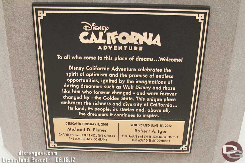 I was curious how the dedication plaque would look.. here is the new one in the square.