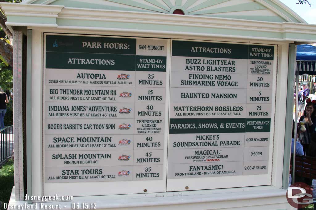 The wait times around 3:40pm