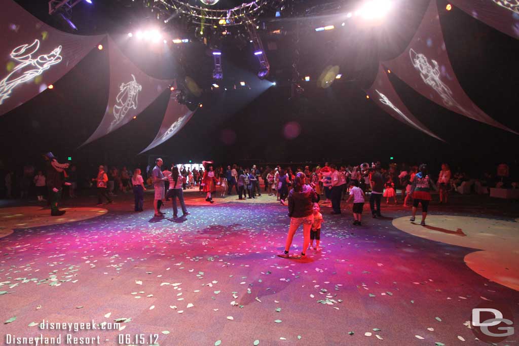 Looking out onto the dance floor.