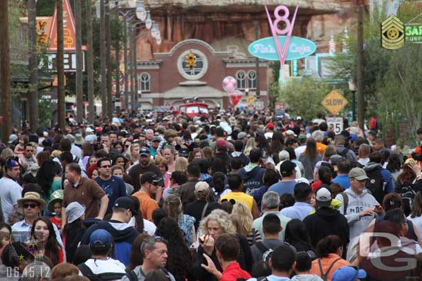 A look down Route 66 notice Red in the sea of people!