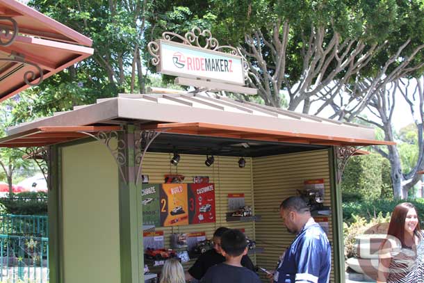 There were several kiosks set up near the tram stop for stores in Downtown Disney.  Here is the RideMakerZ one.