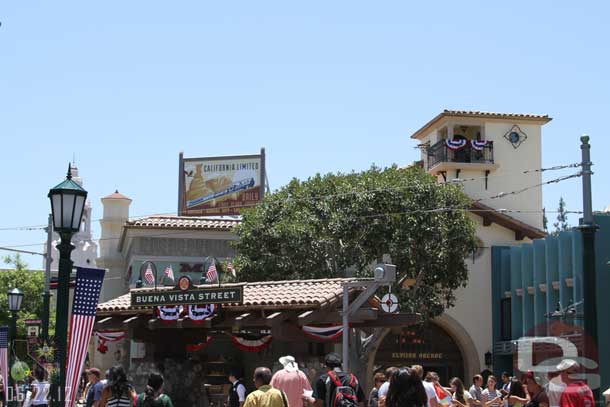 Buena Vista Street is decked out for the 4th of July holiday.