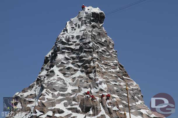 As I was heading out noticed the Climbers hanging out on the Matterhorn.