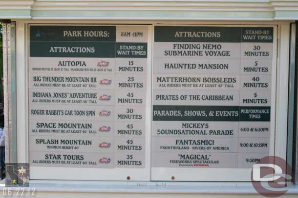 The wait times around 6:20pm