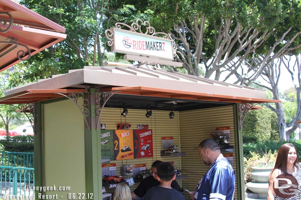 There were several kiosks set up near the tram stop for stores in Downtown Disney.  Here is the RideMakerZ one.