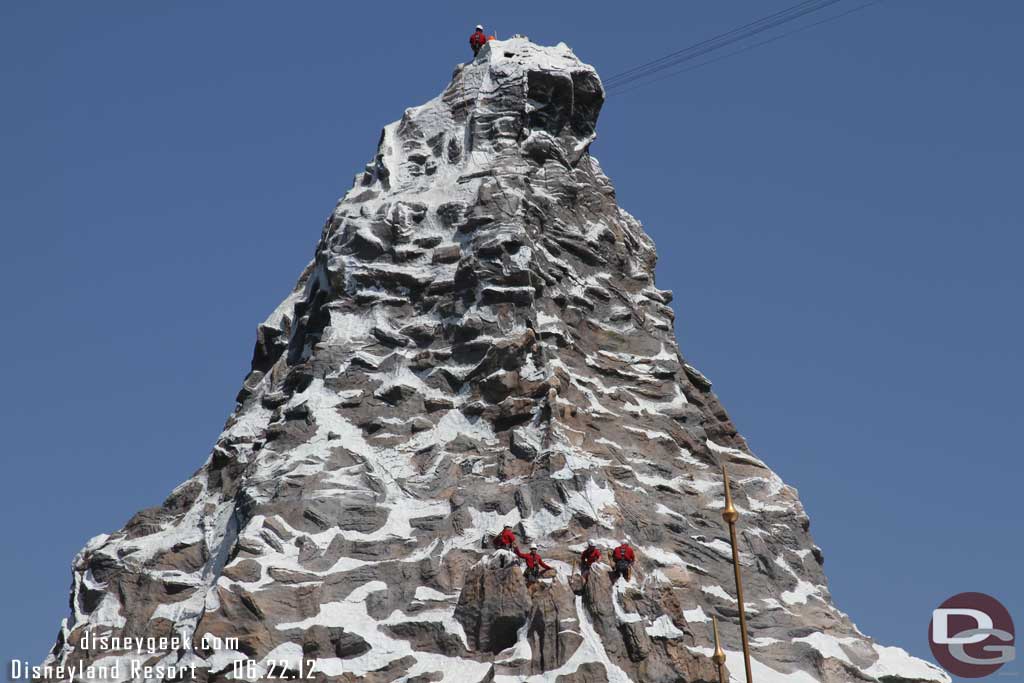 As I was heading out noticed the Climbers hanging out on the Matterhorn.