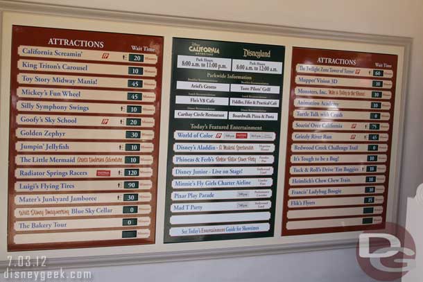 Wait times as of 1:40pm