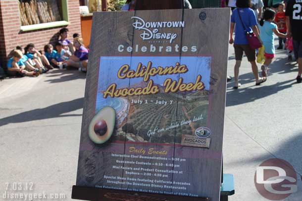 Downtown Disney is celebrating California Avocado Week.  There are daily events and special menu offerings.