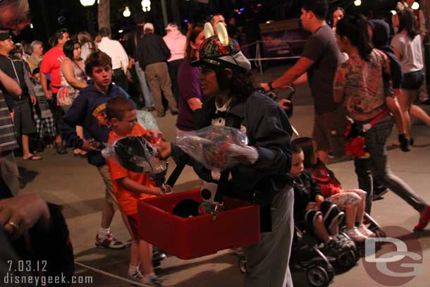 Found a spot for World of Color.  Cast Members going around selling Glow with the Show Ears.  Not that many takers though.  Wonder if regular guests do not know about them or if the price point is too high for them?