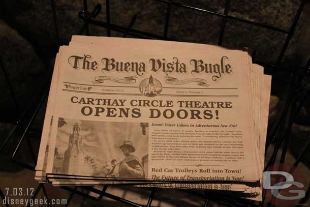 Interesting... the stand on Buena Vista Street was out of the current issue of the Bugle and only had the premiere issue on the stand.