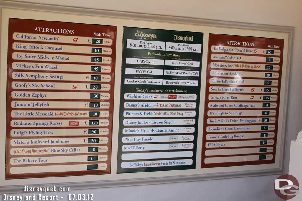 Wait times as of 1:40pm