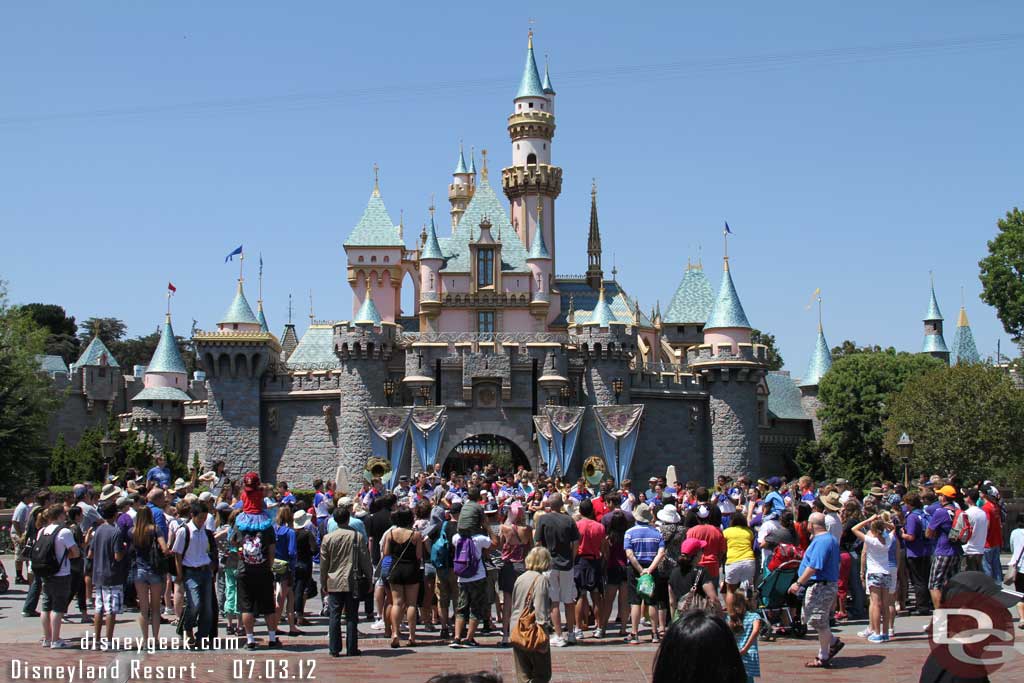 The All American College Band performing their 2:30 set in front of the Castle.