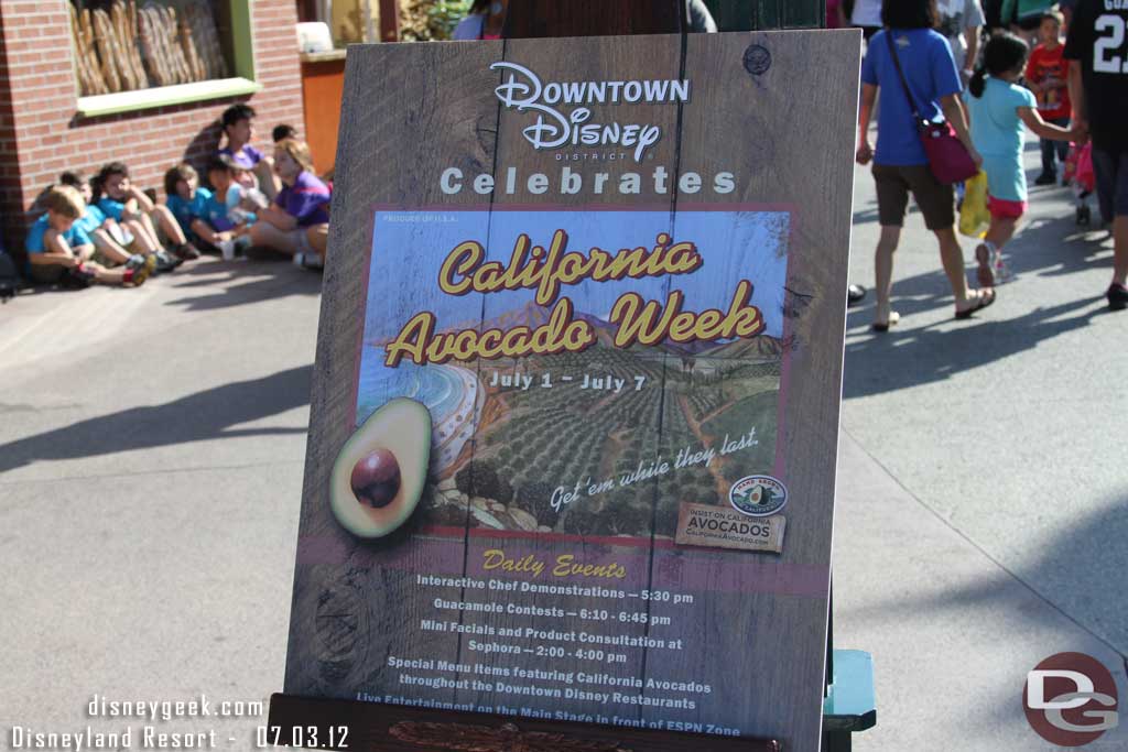 Downtown Disney is celebrating California Avocado Week.  There are daily events and special menu offerings.