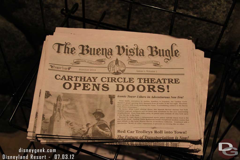 Interesting... the stand on Buena Vista Street was out of the current issue of the Bugle and only had the premiere issue on the stand.