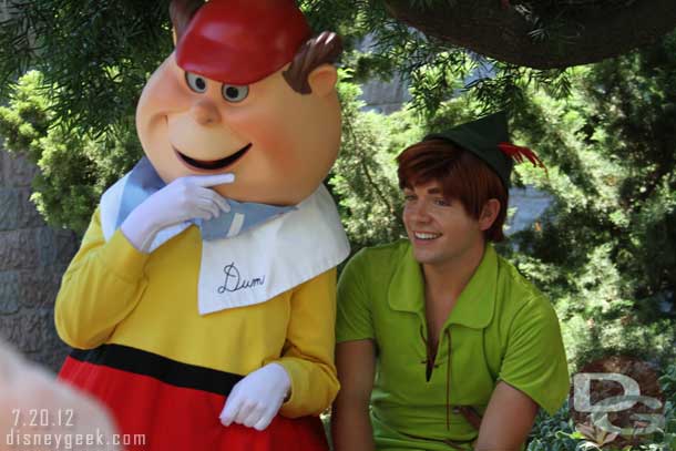 The tweedles stopped to visit with Peter Pan and Captain Hook