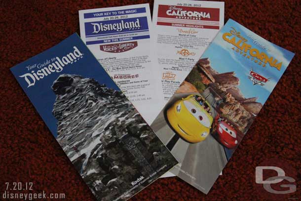 The current guidemaps.  The Disneyland map now features the Matterhorn with climbers.