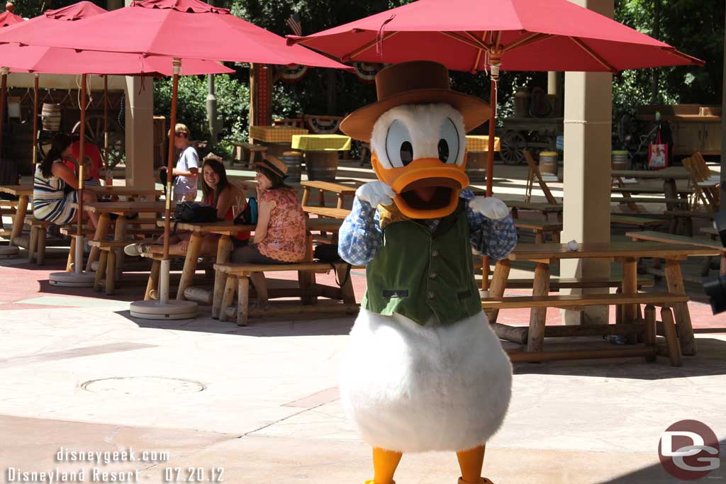 Donald was roaming the area too (when I first got there Minnie and Mickey were out).   I want to say again if you want to interact with the Characters this is a great place to do it.  So far the waits have been minimal to non-existent every time I stopped by.