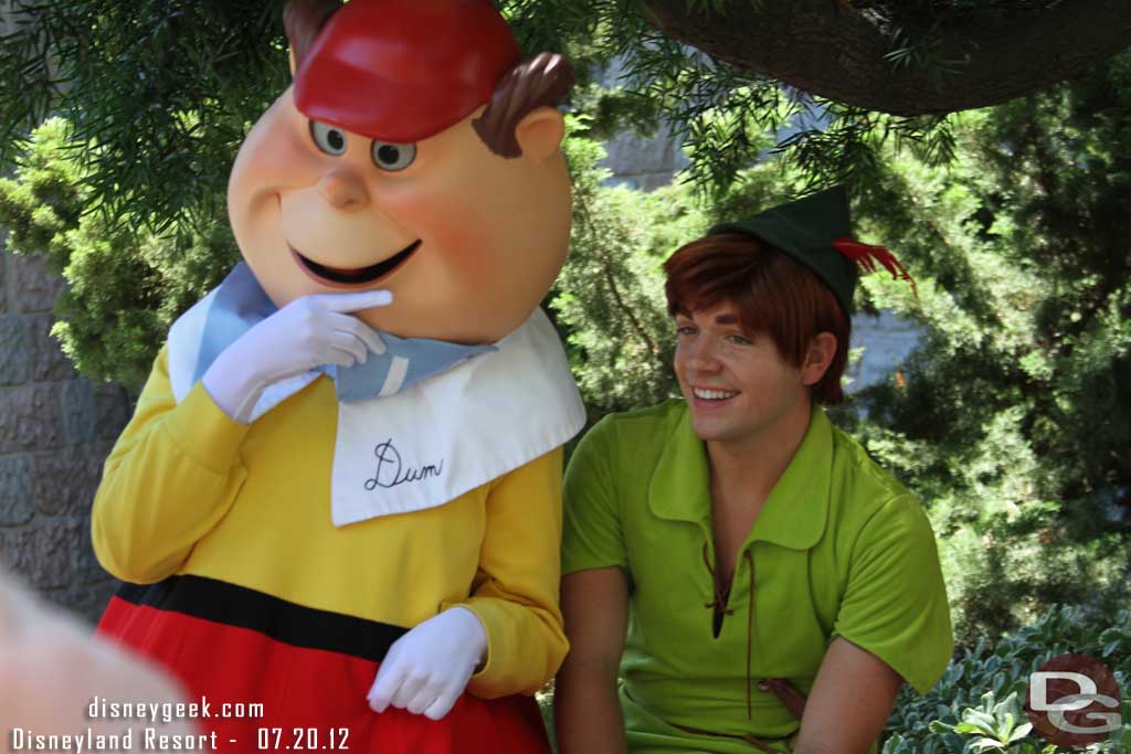 The tweedles stopped to visit with Peter Pan and Captain Hook