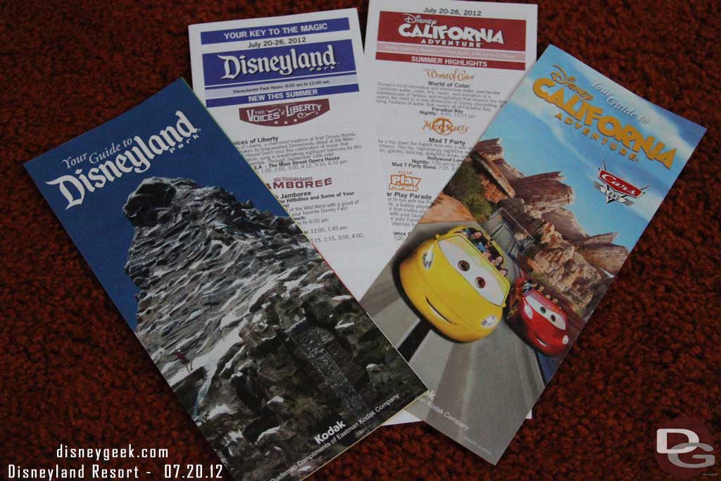 The current guidemaps.  The Disneyland map now features the Matterhorn with climbers.