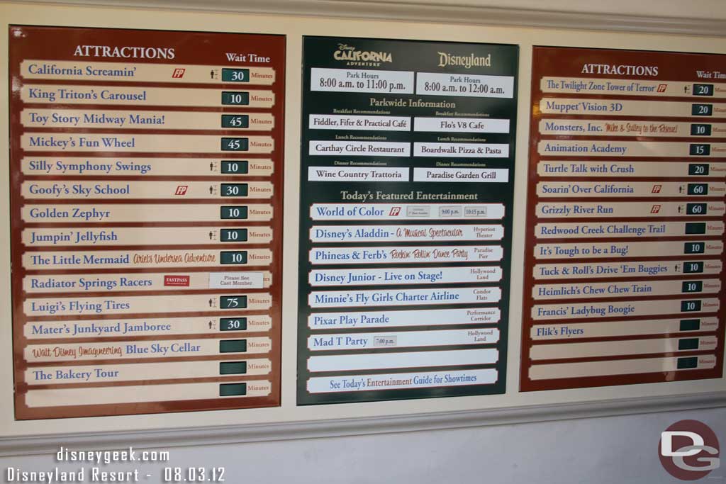 Wait times around 11:30am