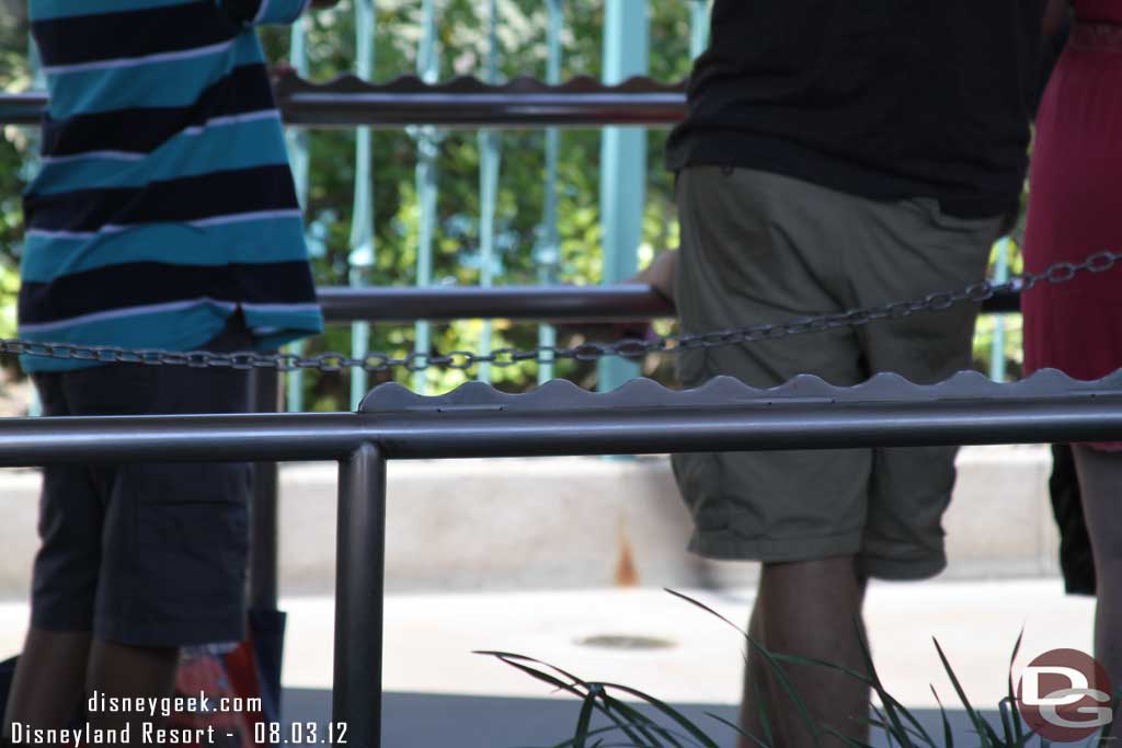 What appears to be a test on a small portion of the Nemo railings.  Looks like they really want to find a way to keep guests off the railings.