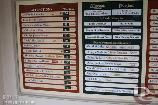 Wait times around 10:20am