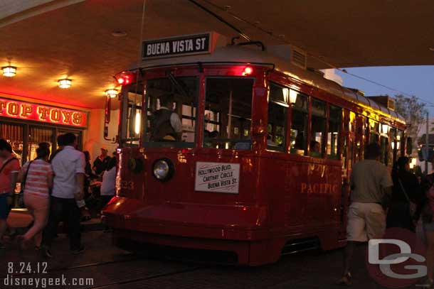 The Red Car heading into the park.